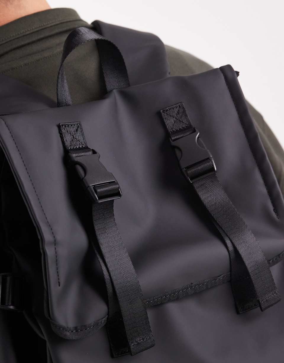 Sac à dos caoutchouté avec bord supérieur roulé - Noir