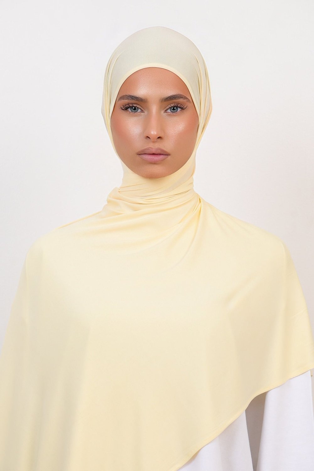 Bamboo jersey hijab - Pale yellow