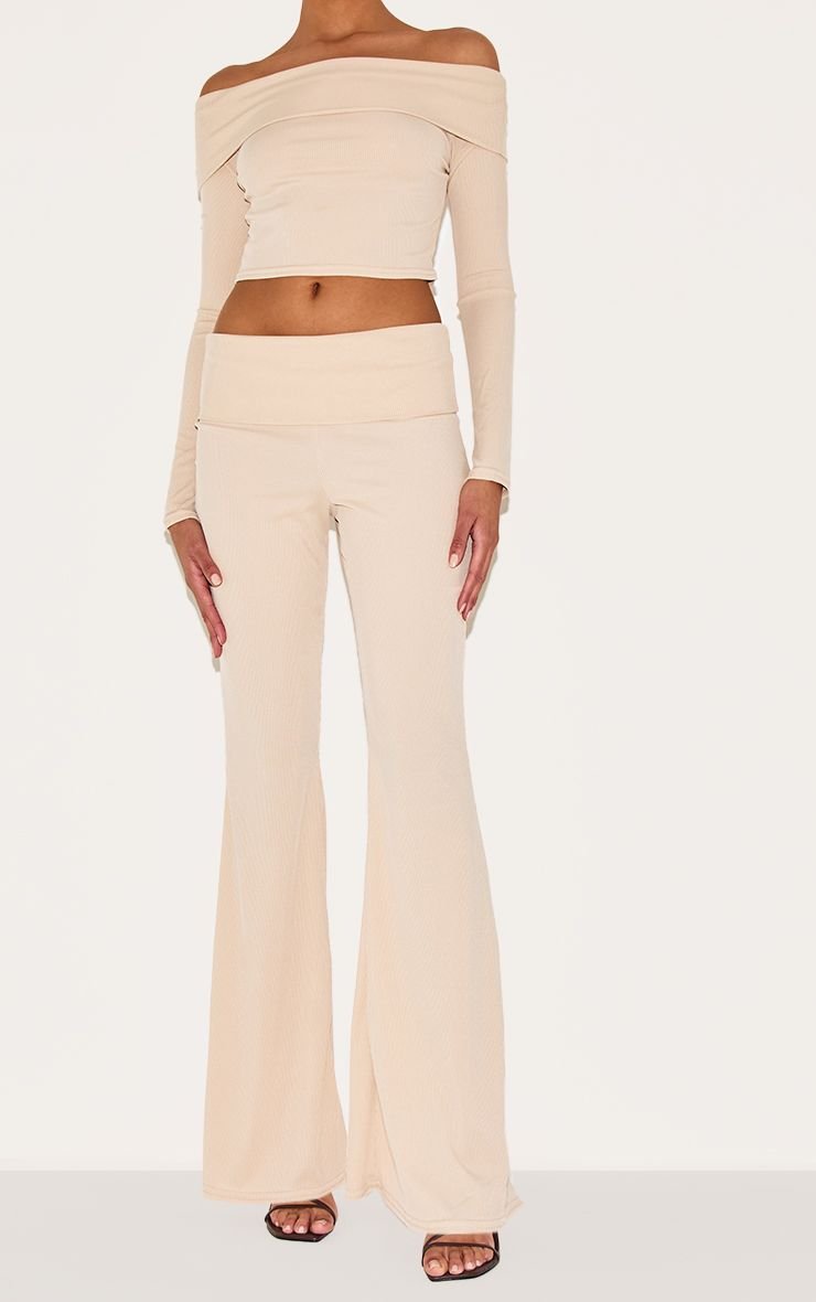 Pantalon pattes d'éph côtelé taille basse b revers