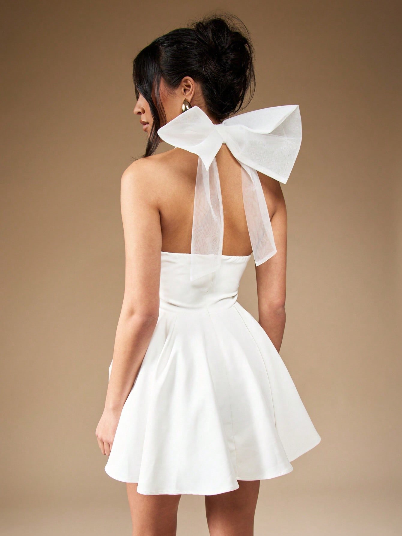 Halter Style Bow Knit Mini Dress