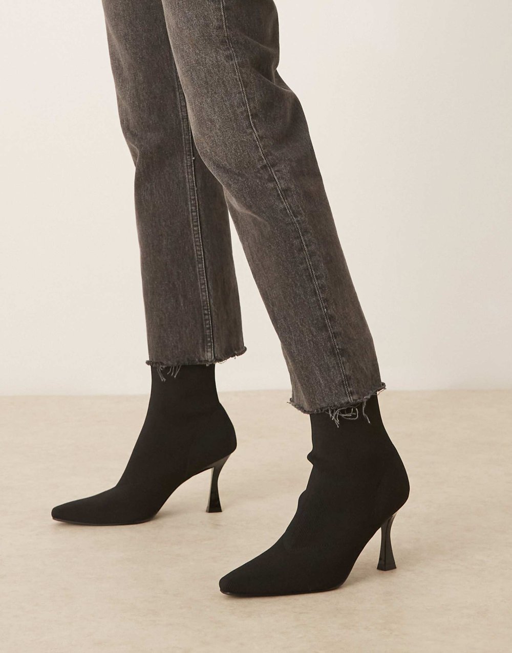 Knitted sock boots in black