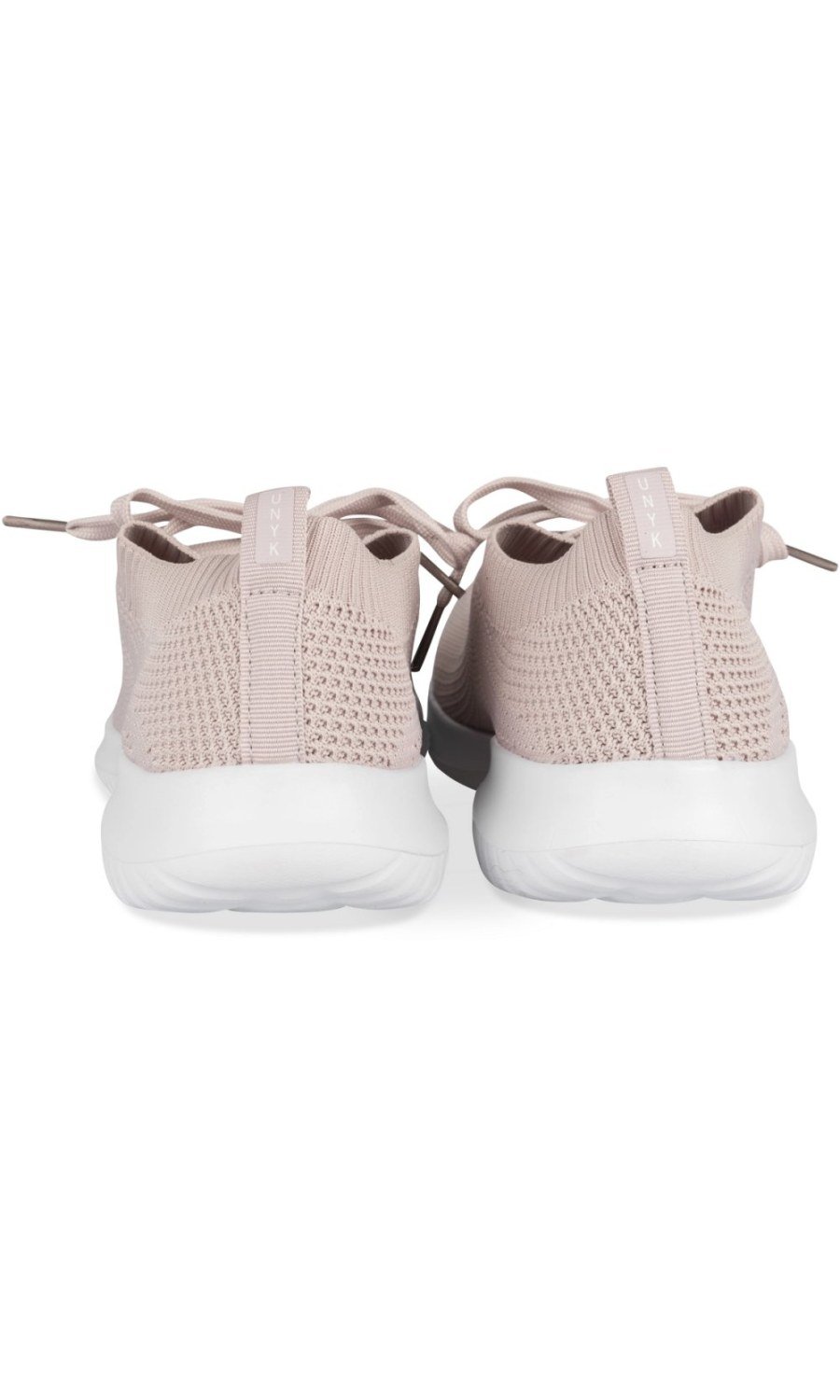 Powder pink knit lace-up sneakers
