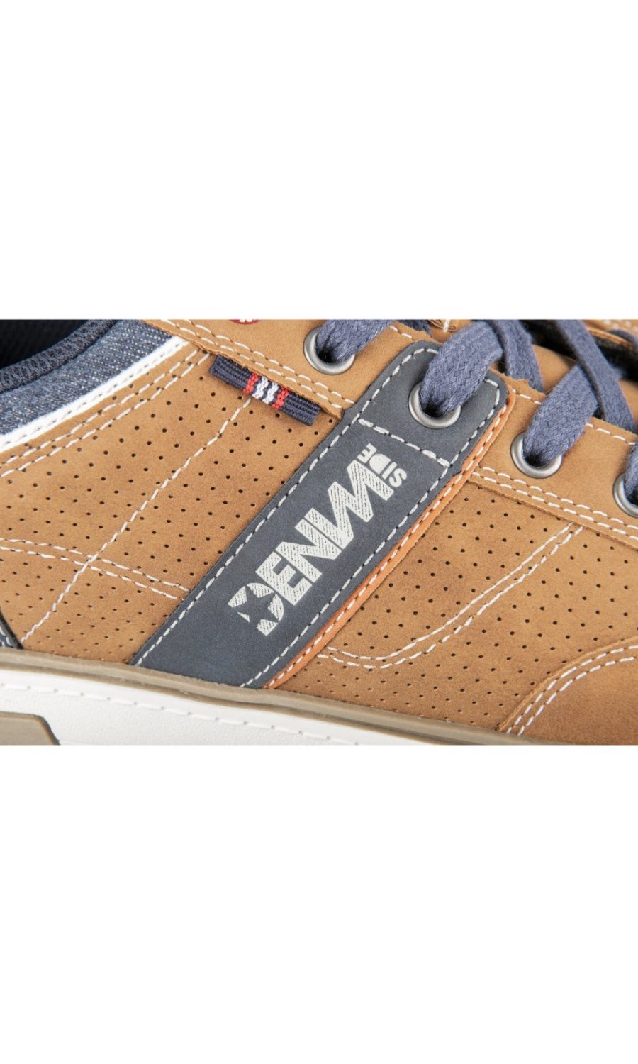 Camel mixed-texture perforated sneakers