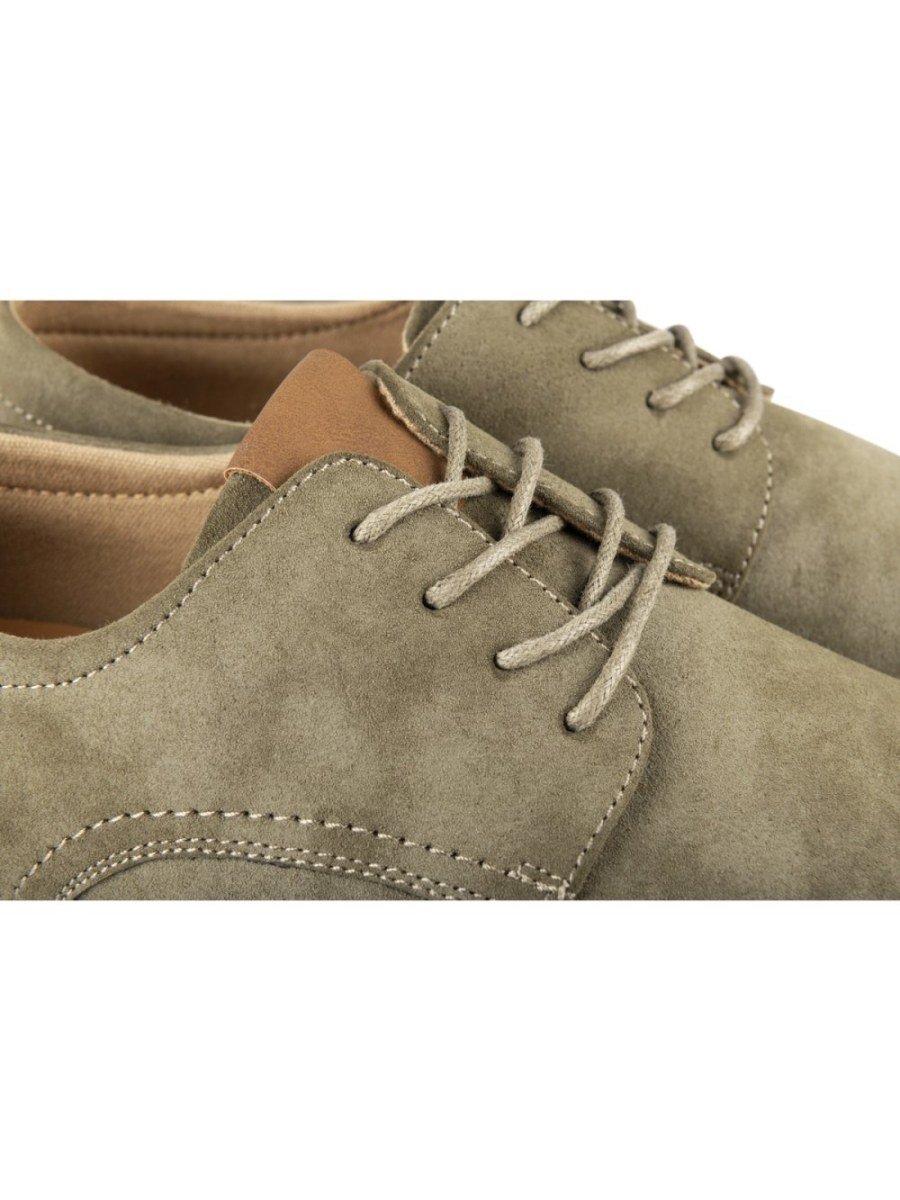 Khaki suede-effect casual derbies