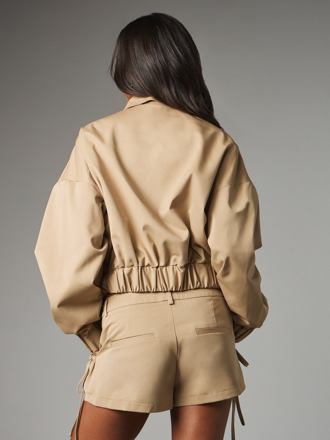 Bomber qsir b zip w poignets froncés