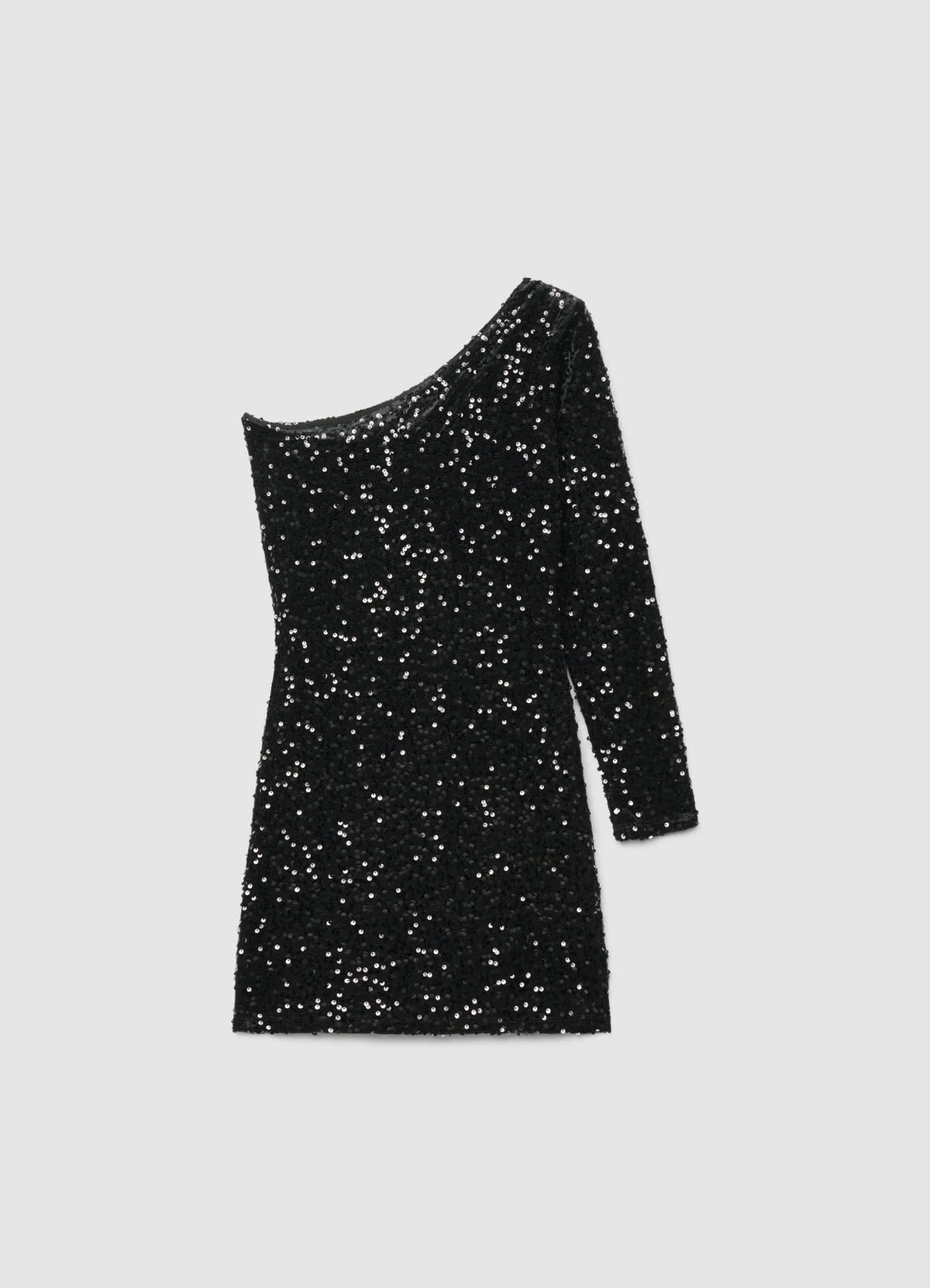 Robe courte asymétrique à paillettes