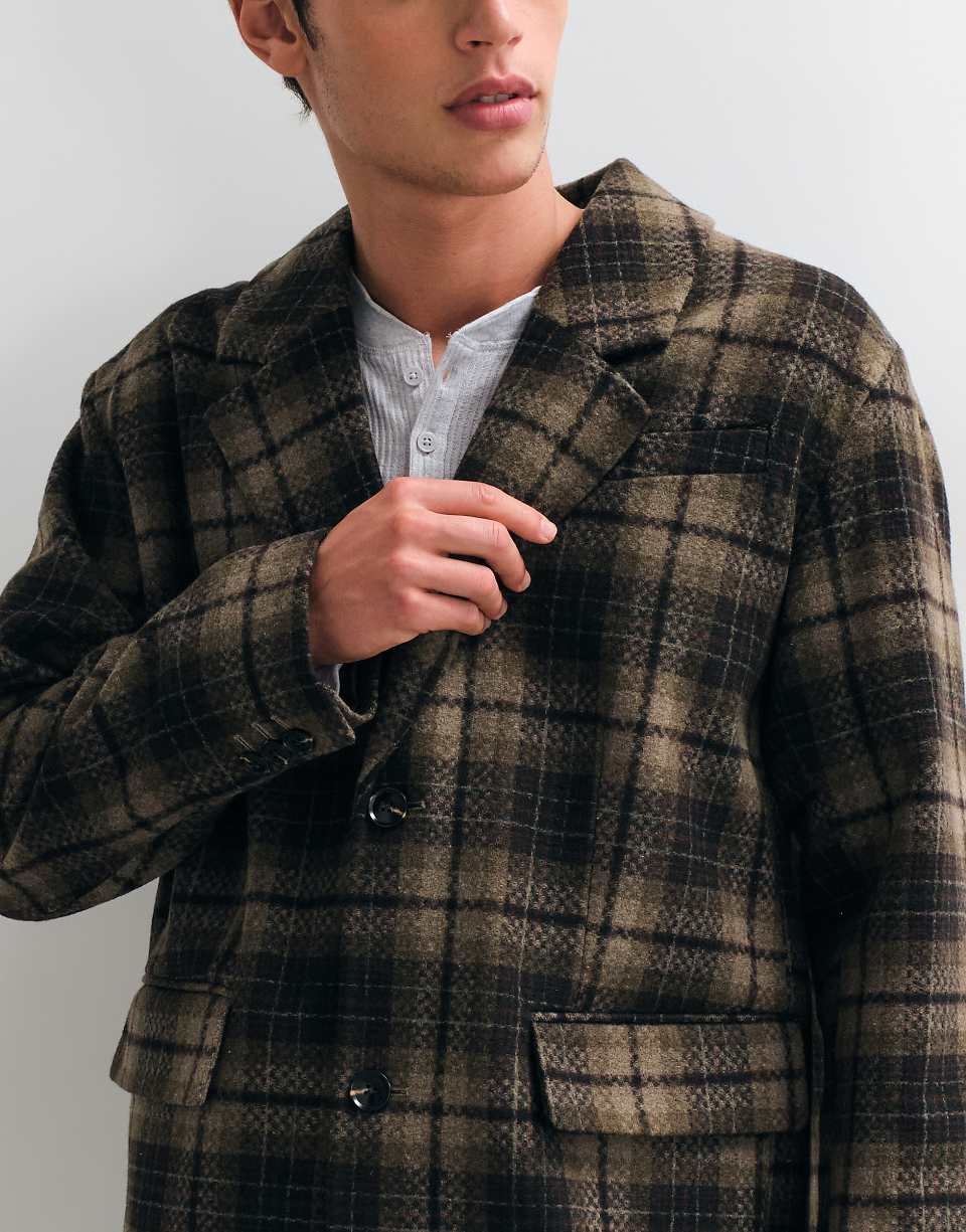 Manteau twil f souf mkhlot b carreaux neutres
