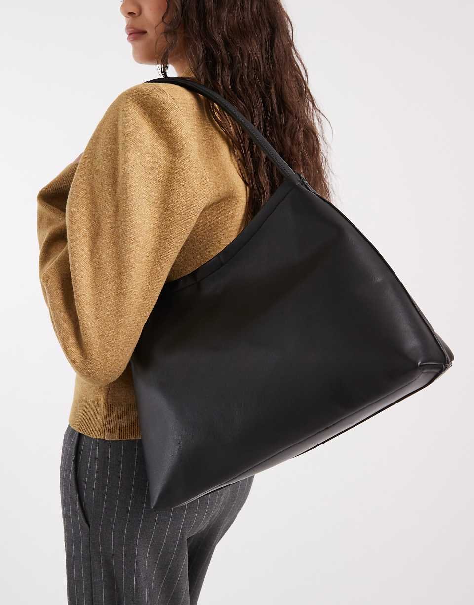 Minimal shoulder tote bag - Black