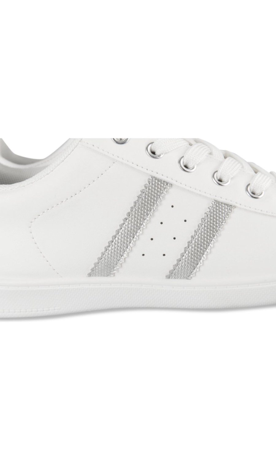 White sneakers with glitter stripes