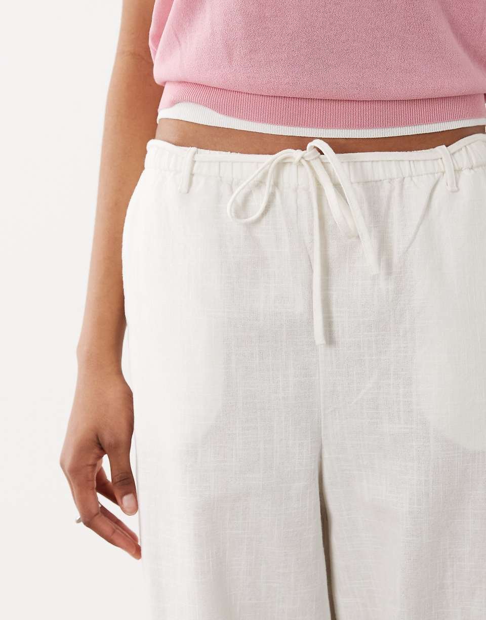 Tall - Pantalon à enfiler aspect lin - Blanc cassé