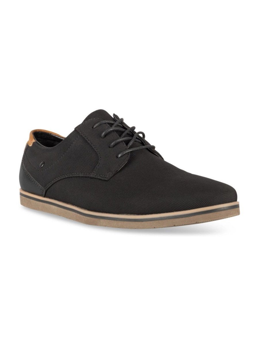 Black mixed-material casual derbies