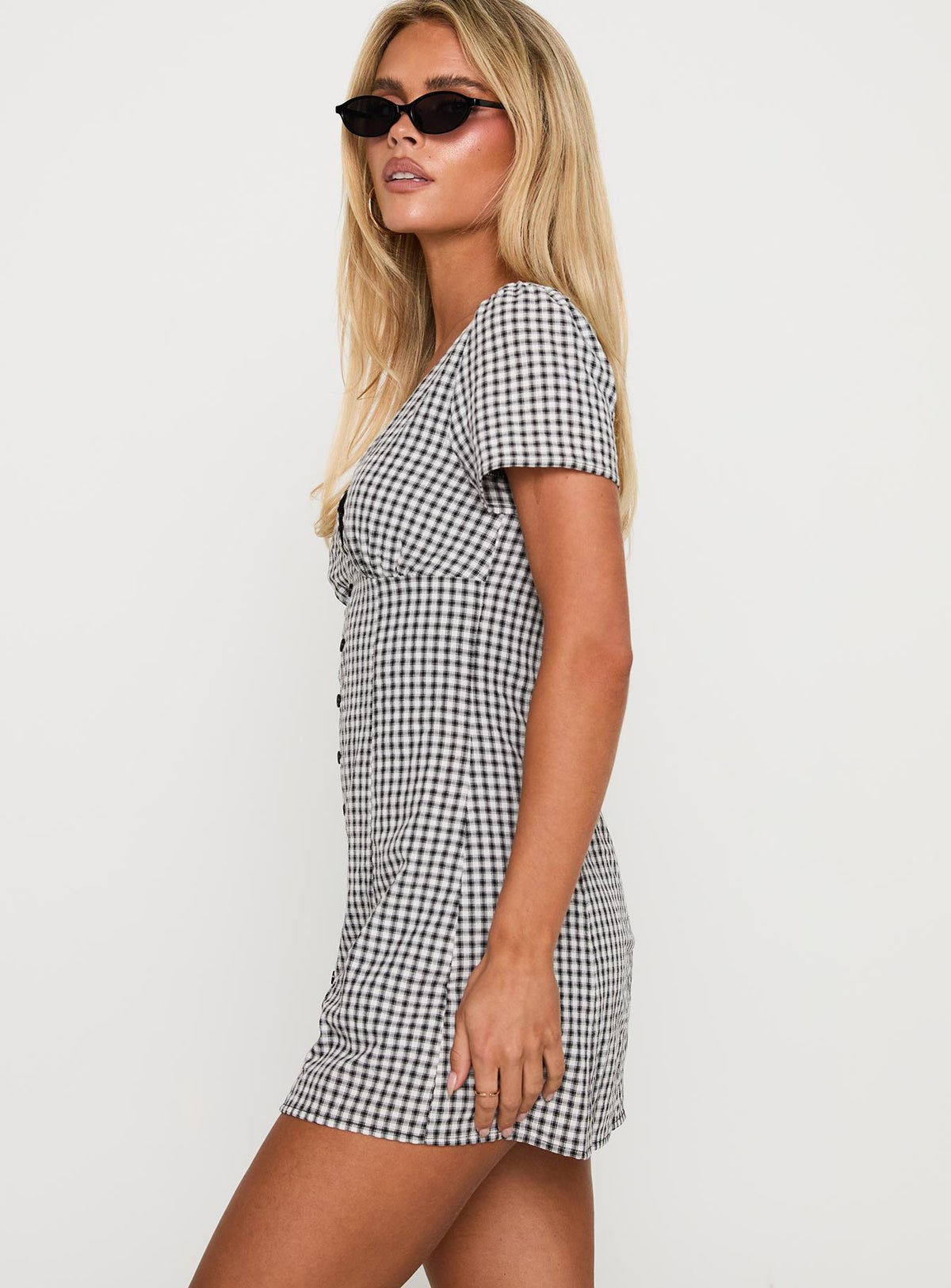 Button-up check playsuit