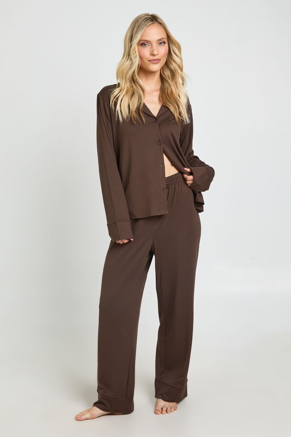Super-soft shirt and trouser pyjama set - Petite