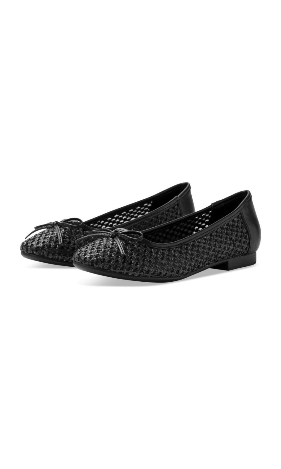 Black woven openwork ballerinas