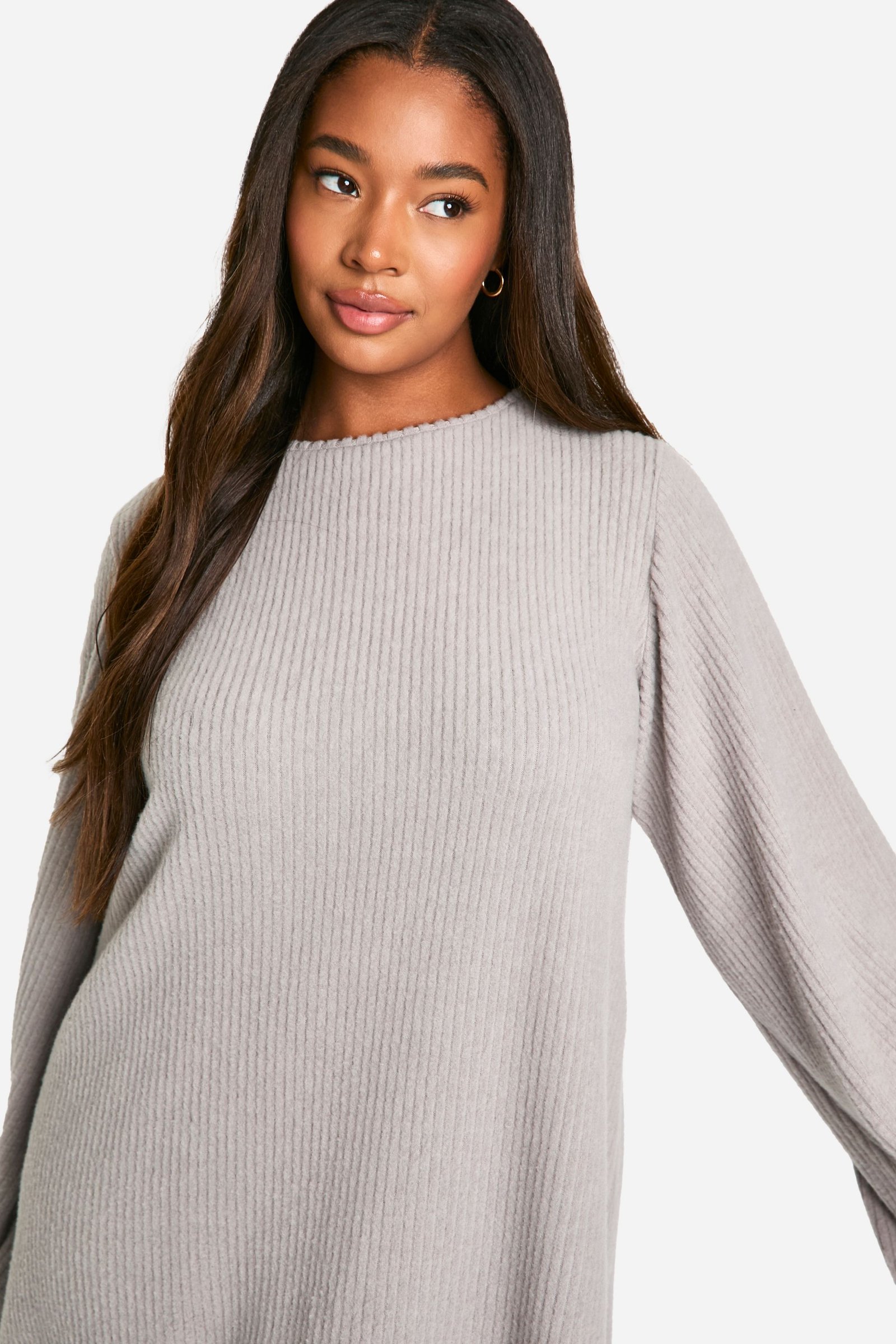Robe Smock À Côtes Souples Et Dos Noué Grande Taille