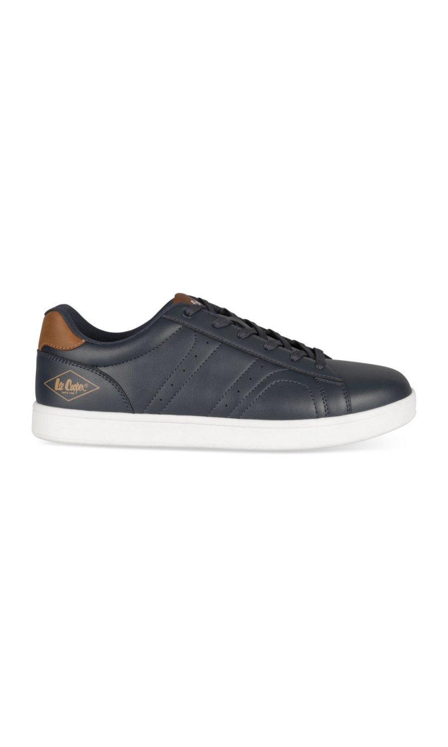 Navy trainers with side stitching