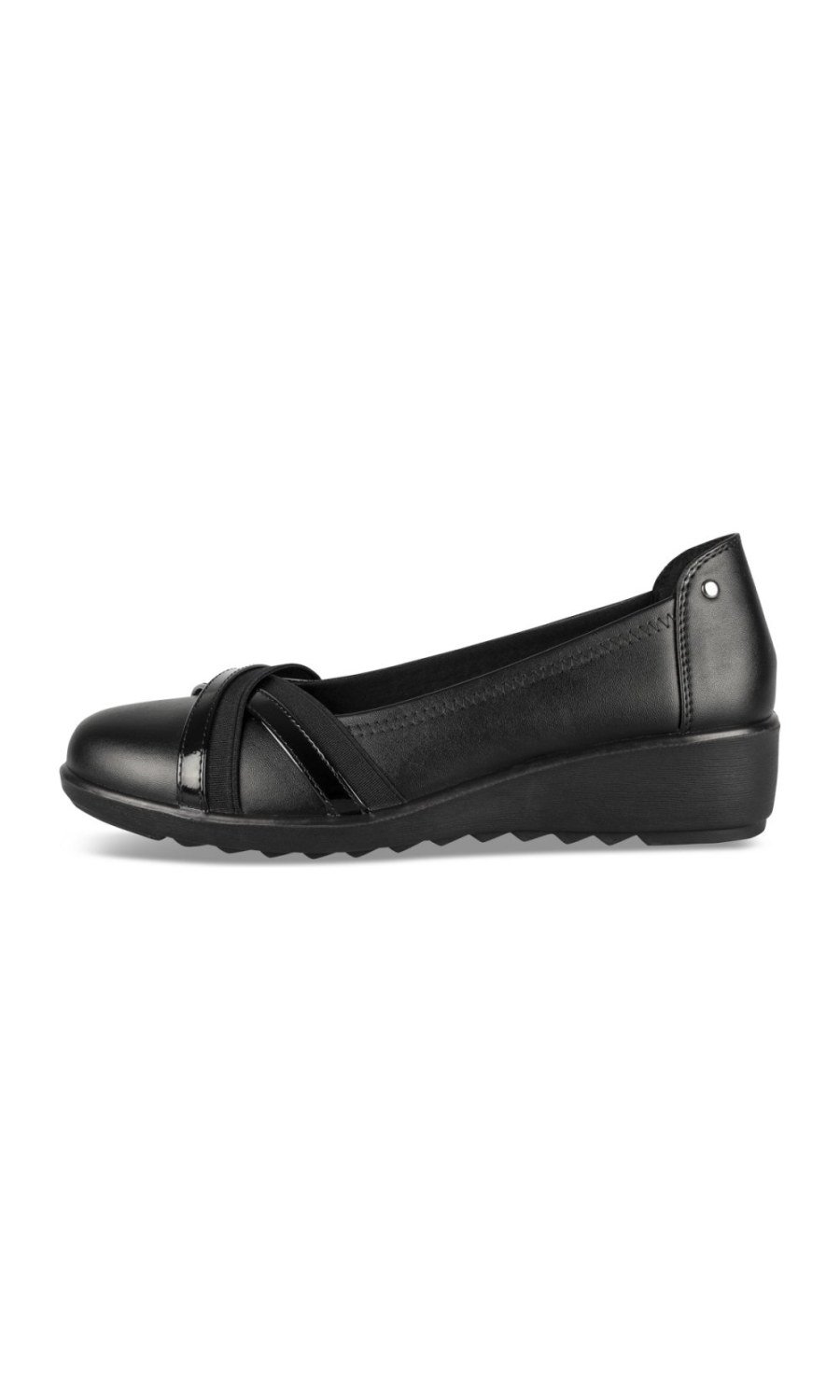 Black wedge ballerinas with crossed straps