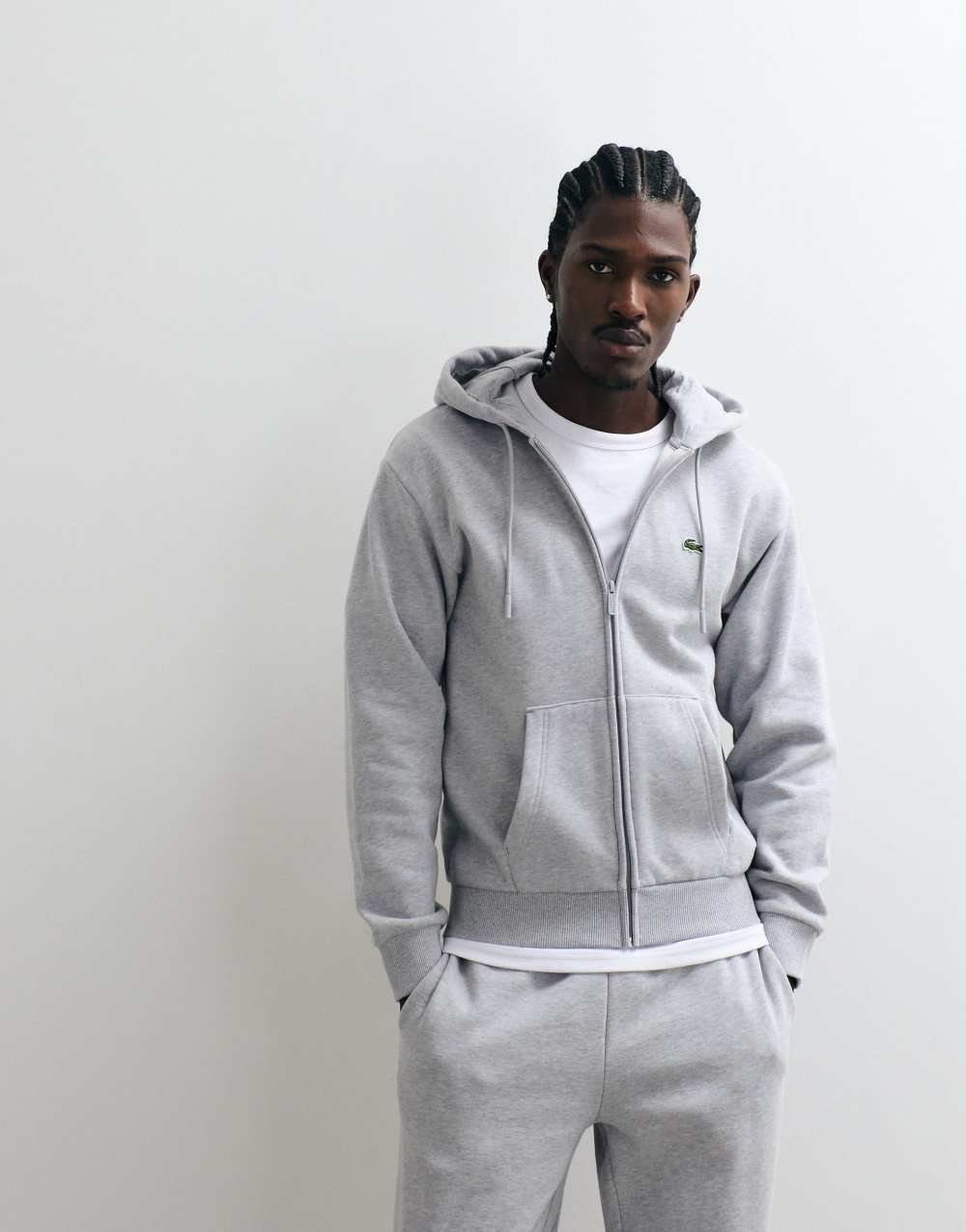 Sweat à capuche zippé à logo gris