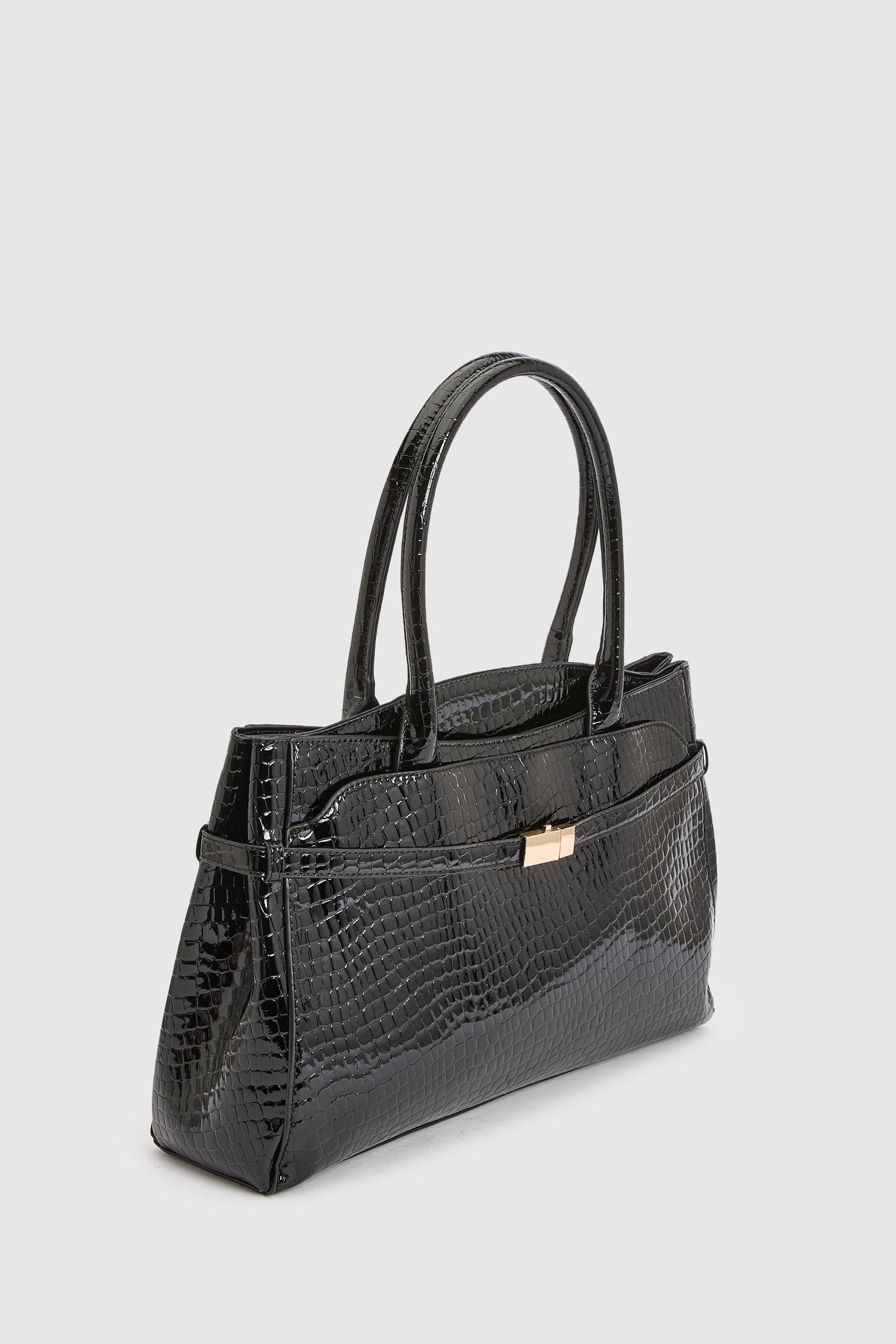 Sac cabas structuré effet croco verni