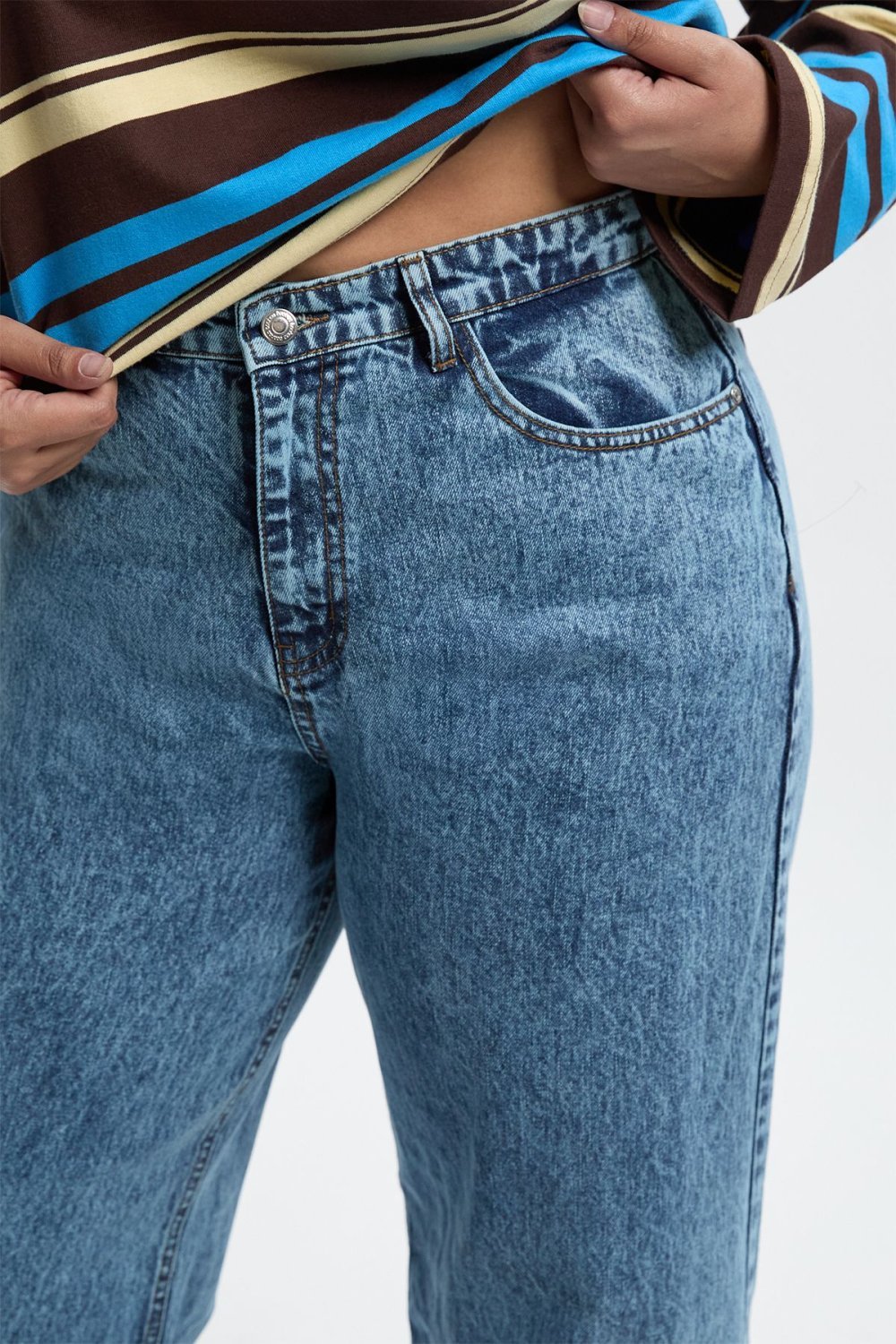 Jean large taille haute bleu clair - Grande taille