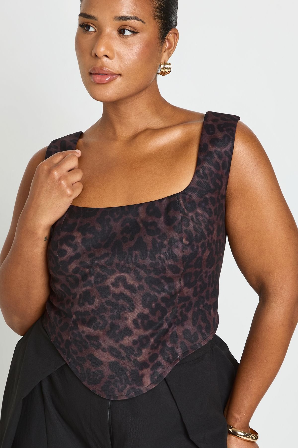 Top corset imprimé léopard - Grande taille