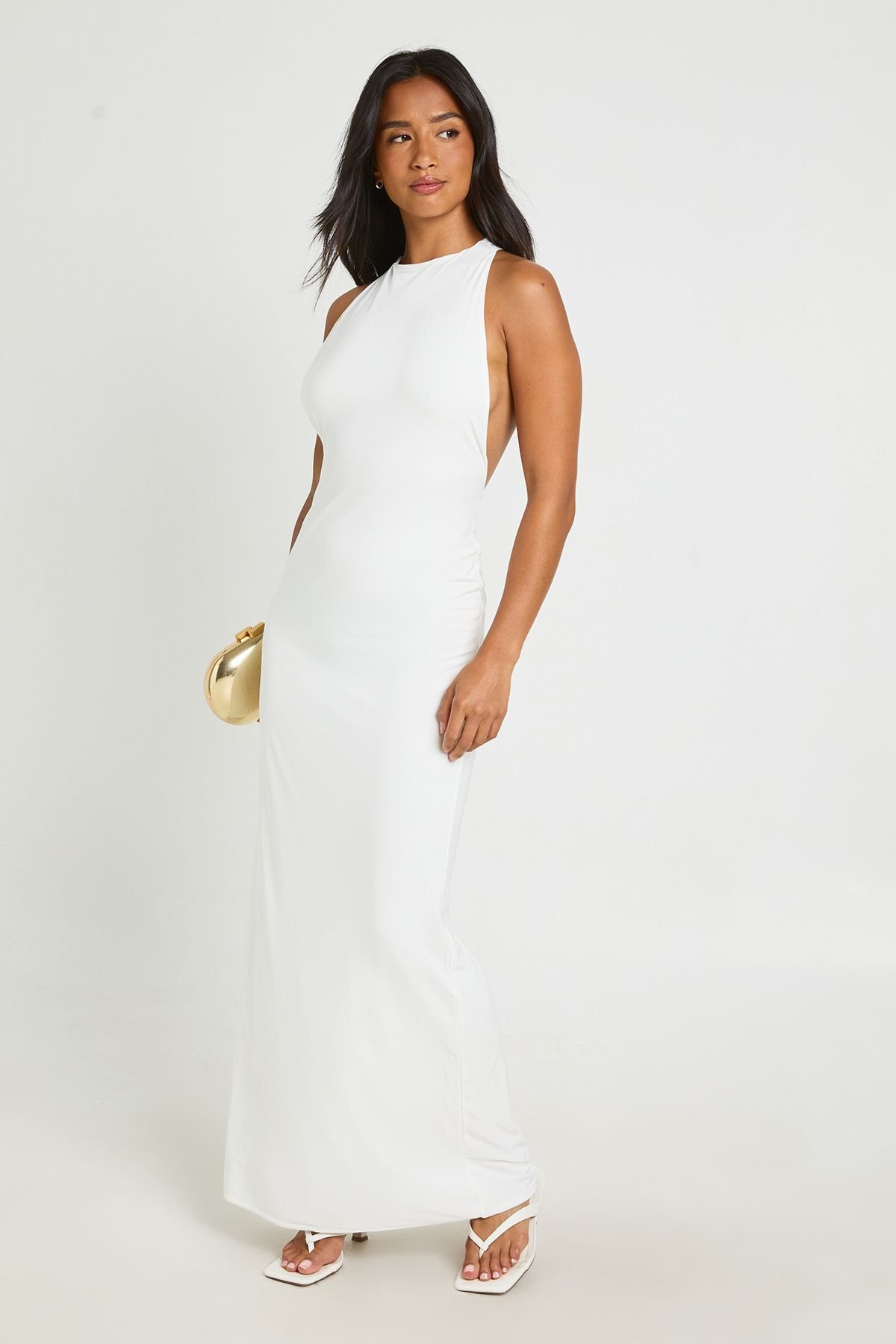 Robe maxi moulante dos nu à col licou - Petite