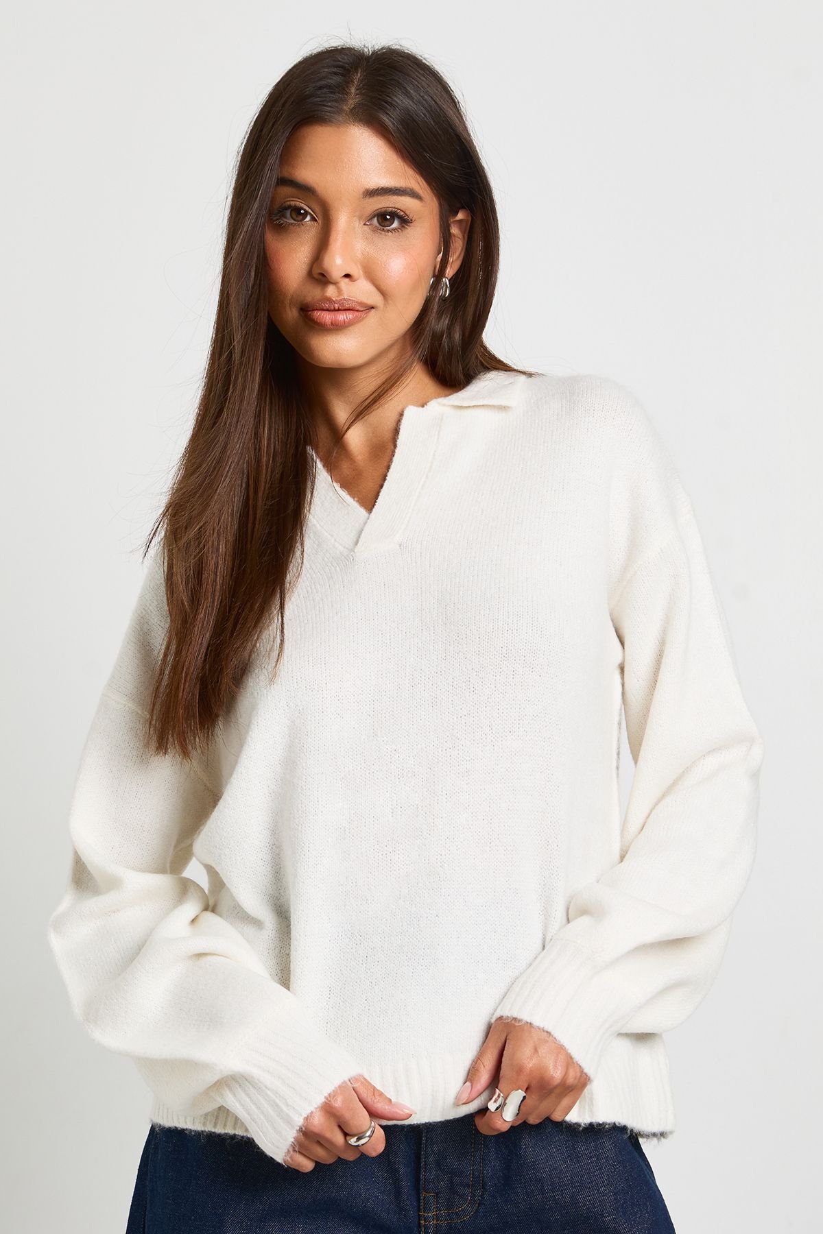 Pull en maille à col en V ultra-doux