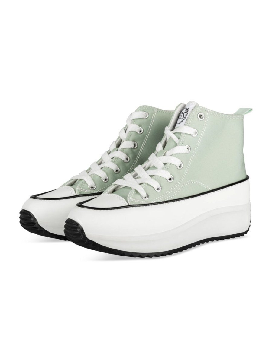 Mint green high-top platform sneakers