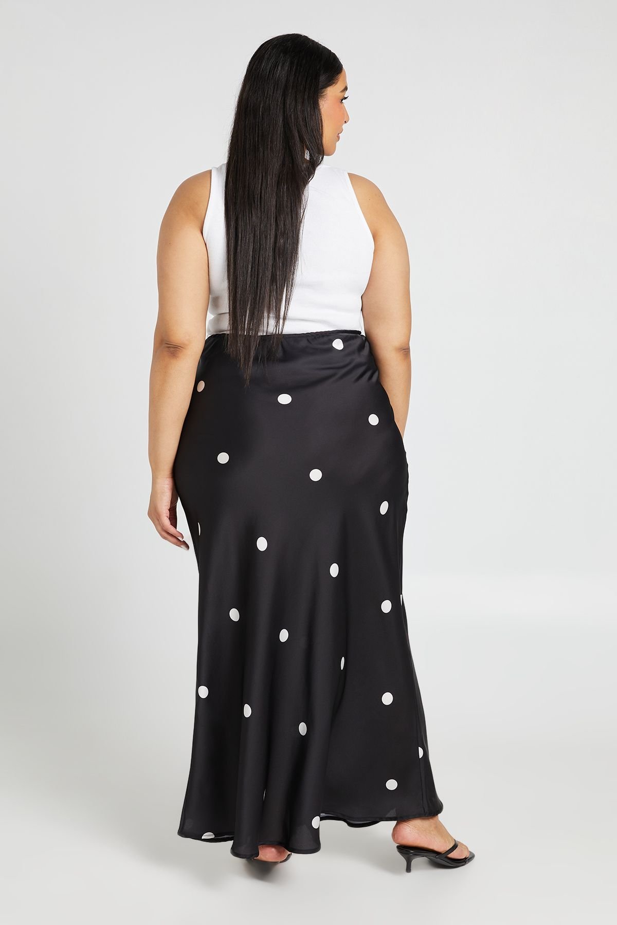 Polka dot satin maxi skirt - Plus size
