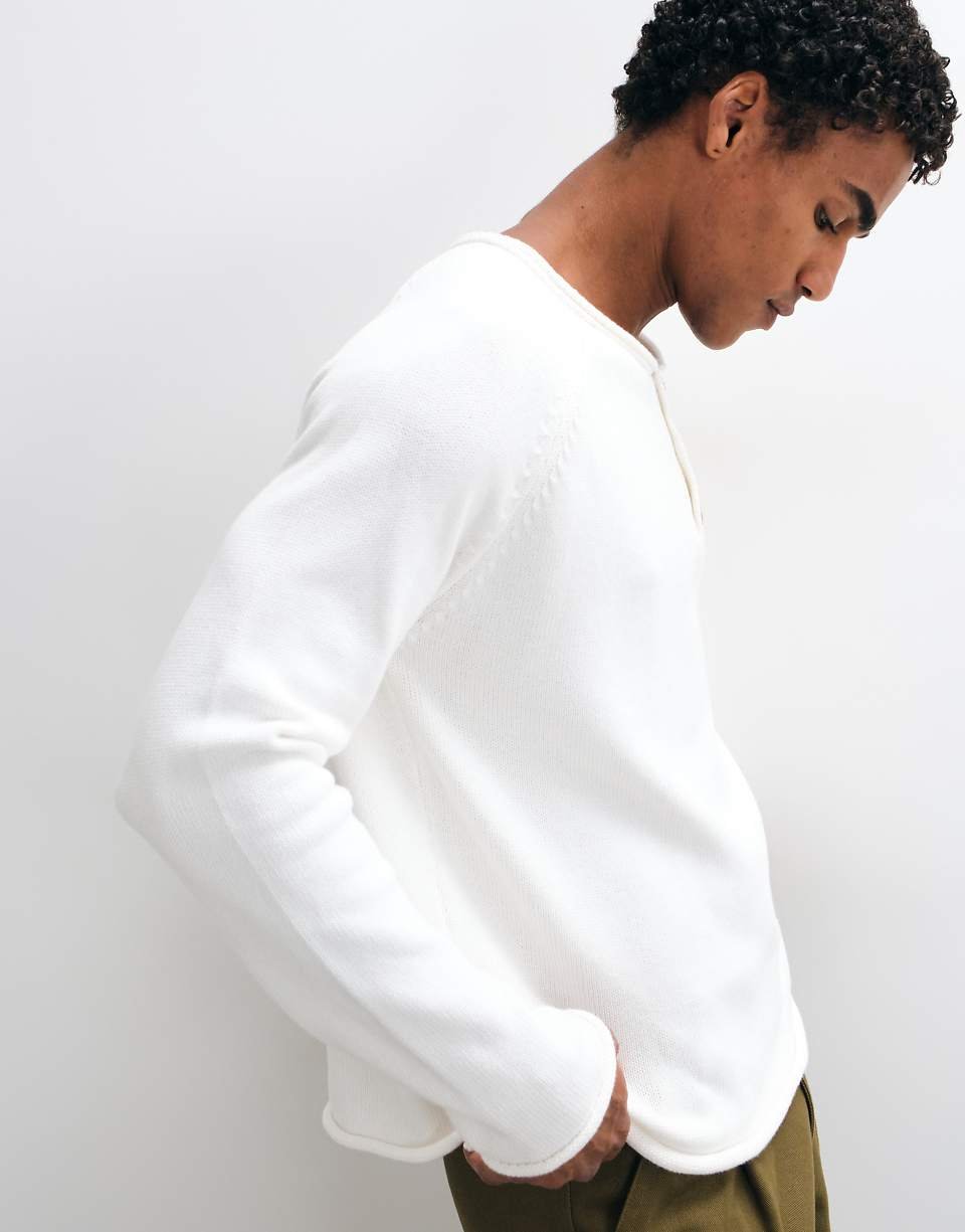 Pull triko Henley coupe relaxed écru