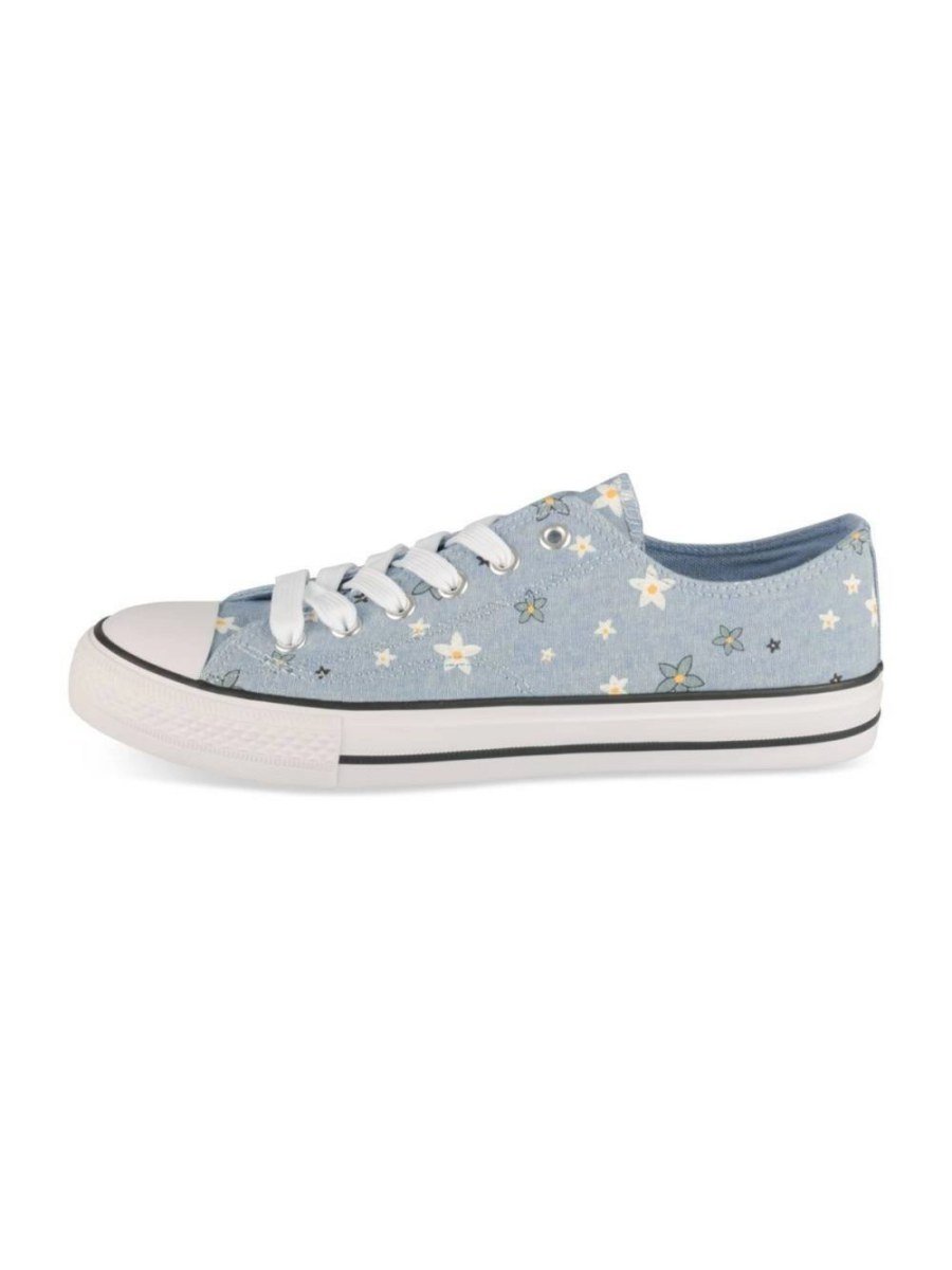 Blue star print canvas sneakers