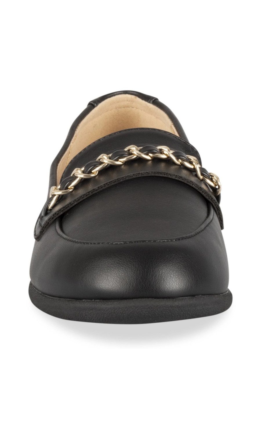 Mocassins à chaîne dorée noirs