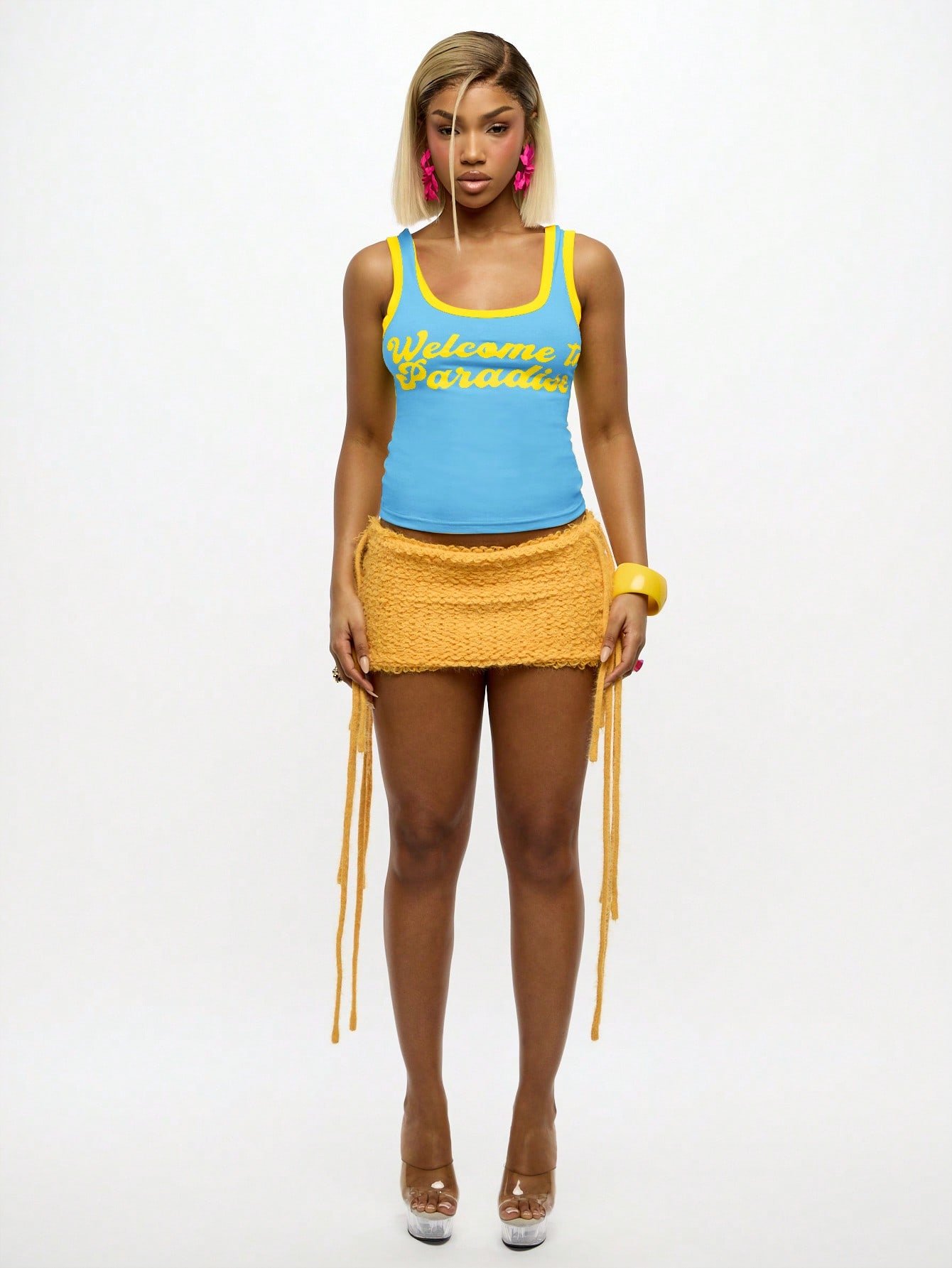 Débardeur slim b slogan "Welcome to Paradise"