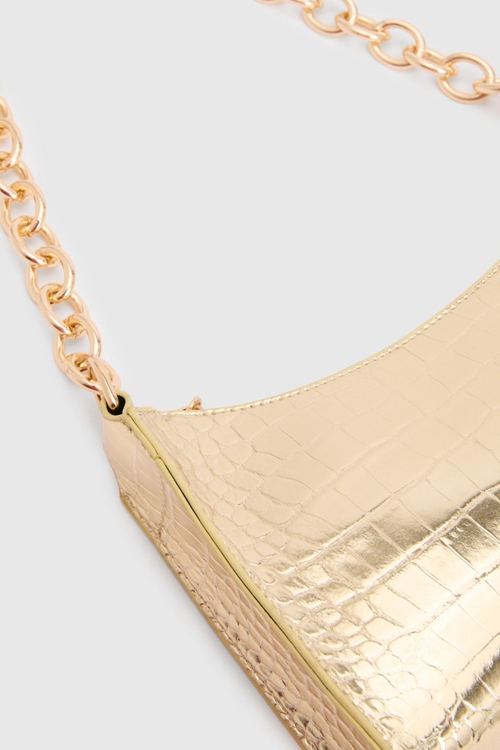 Sac porté épaule effet croco à chaîne