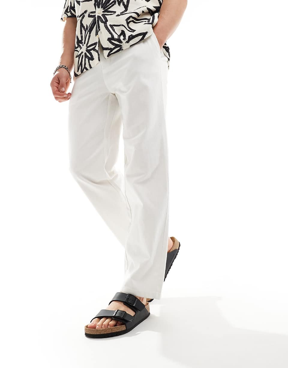 Pantalon ample en lin mélangé - Blanc
