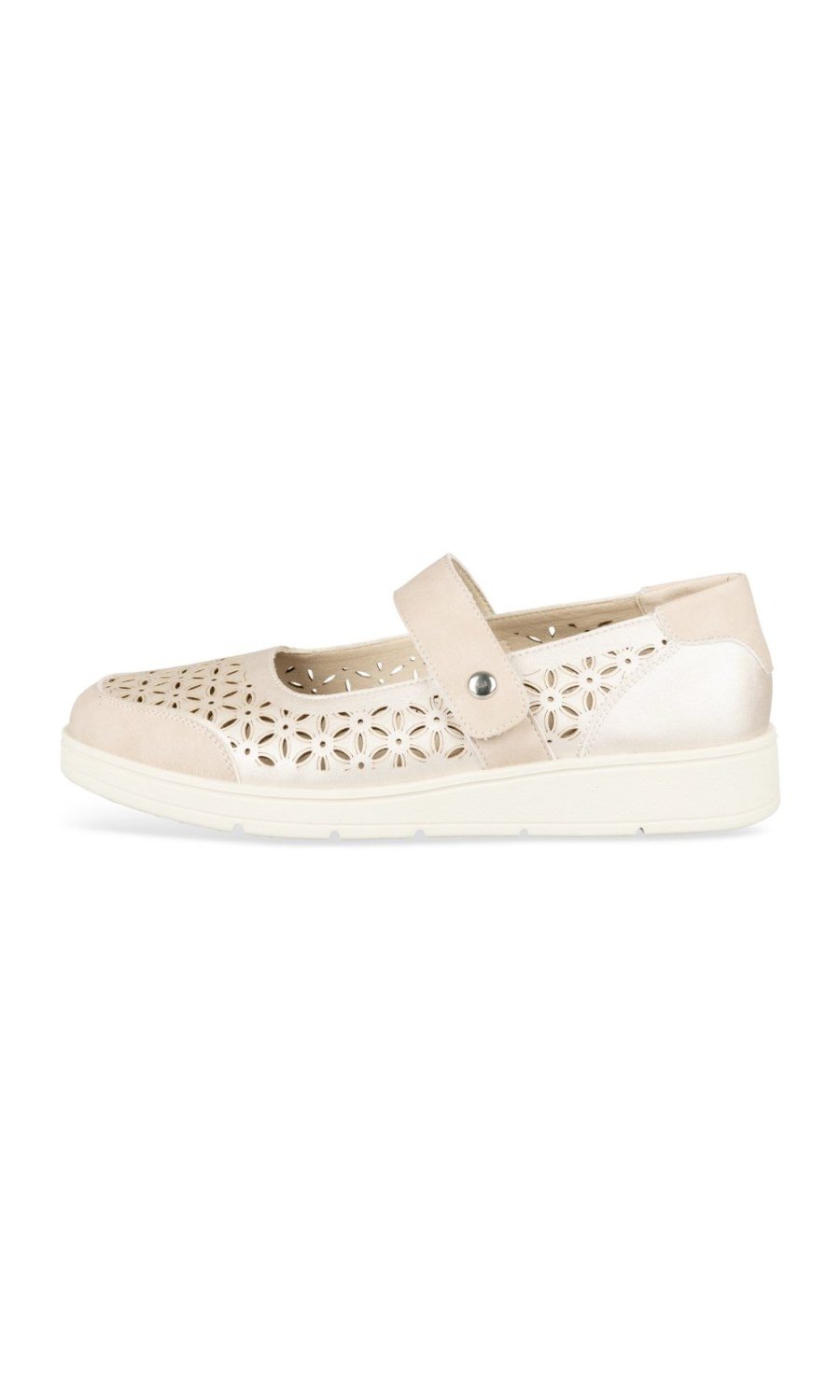 Beige cut-out Mary Jane shoes