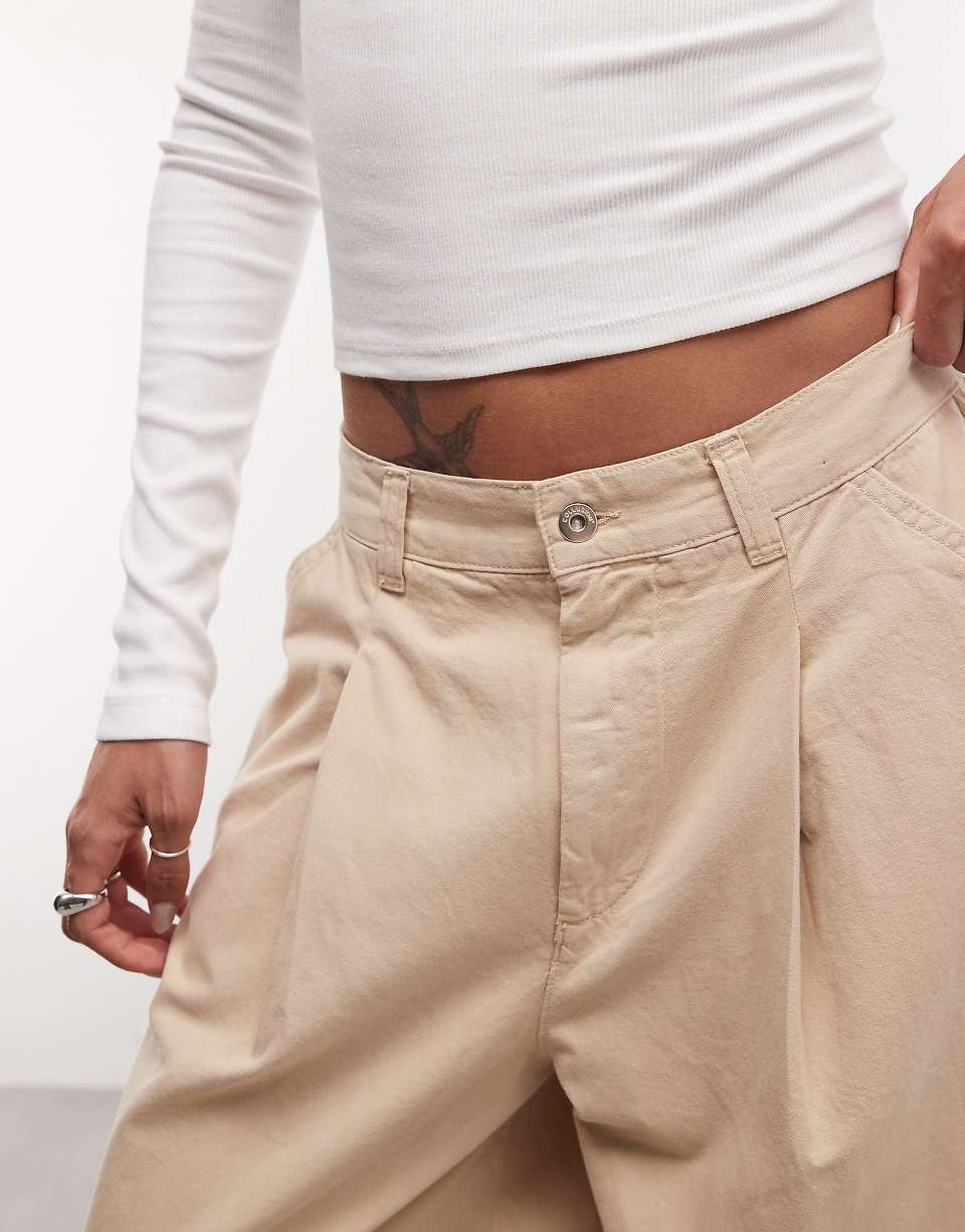 Jean ballon plissé XL, lon beige