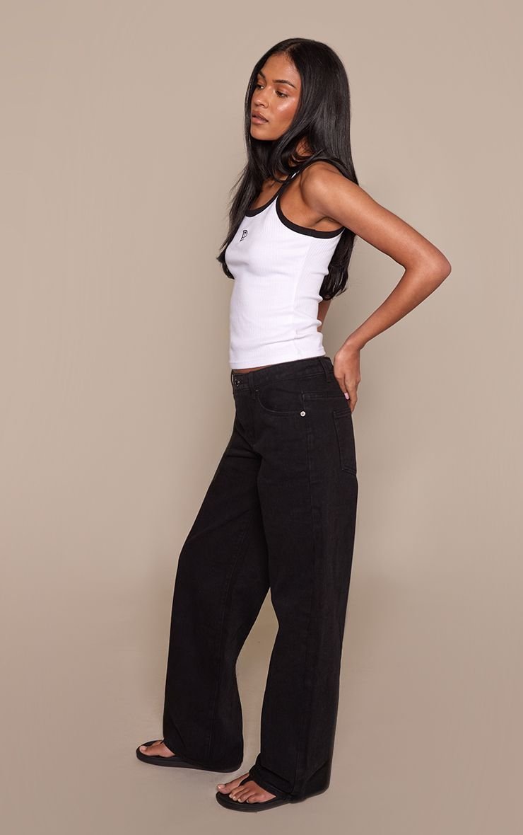 Black high-waisted wide leg jeans - Tall