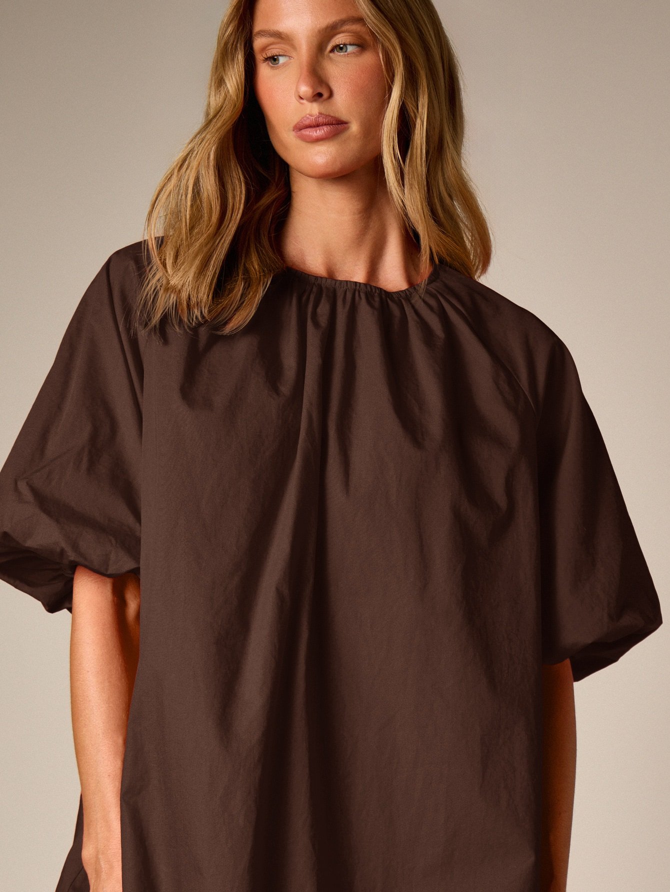 A-line mini dress with puff sleeves