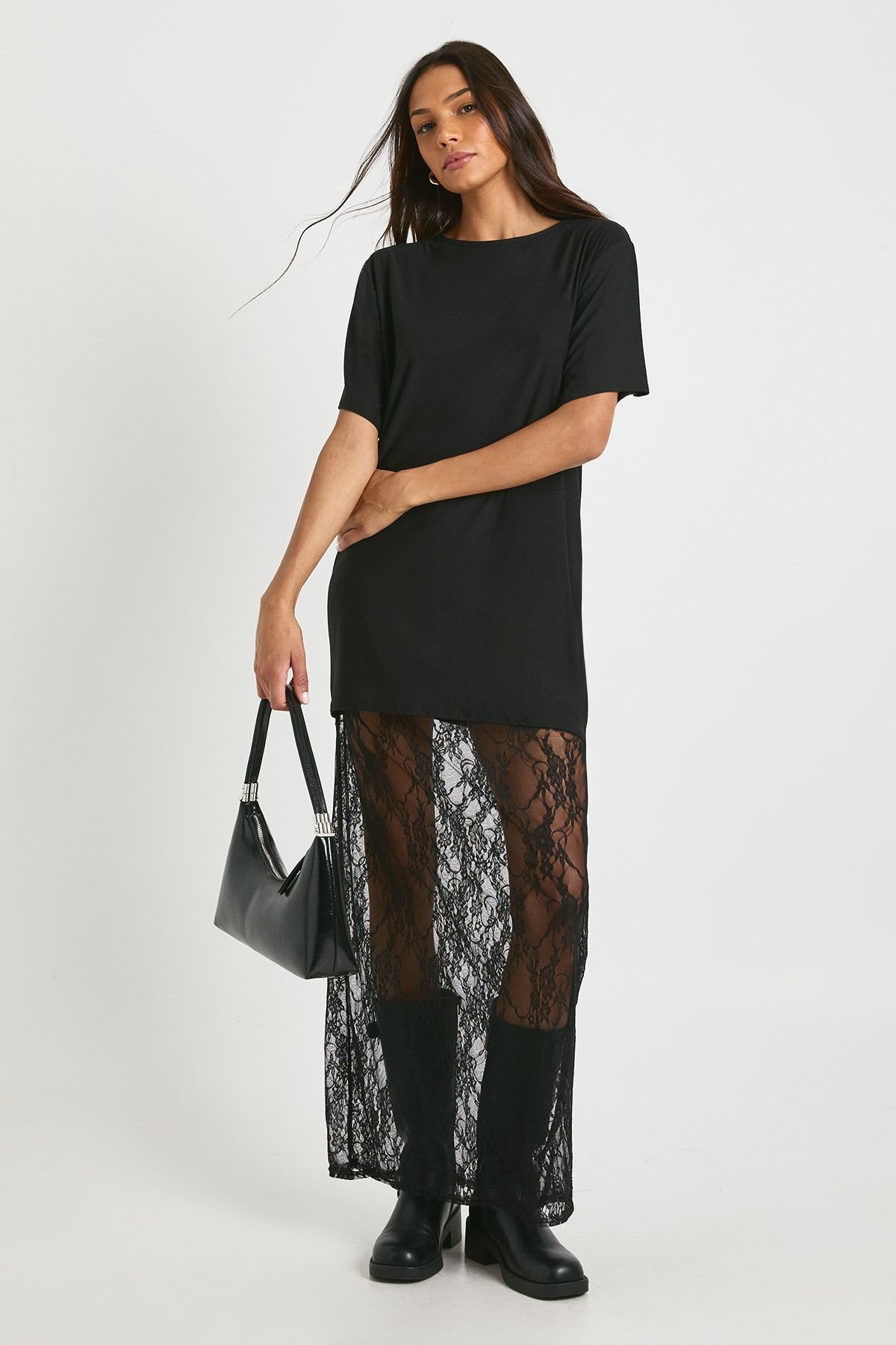 Robe t-shirt midaxi allongée avec détails - Tall