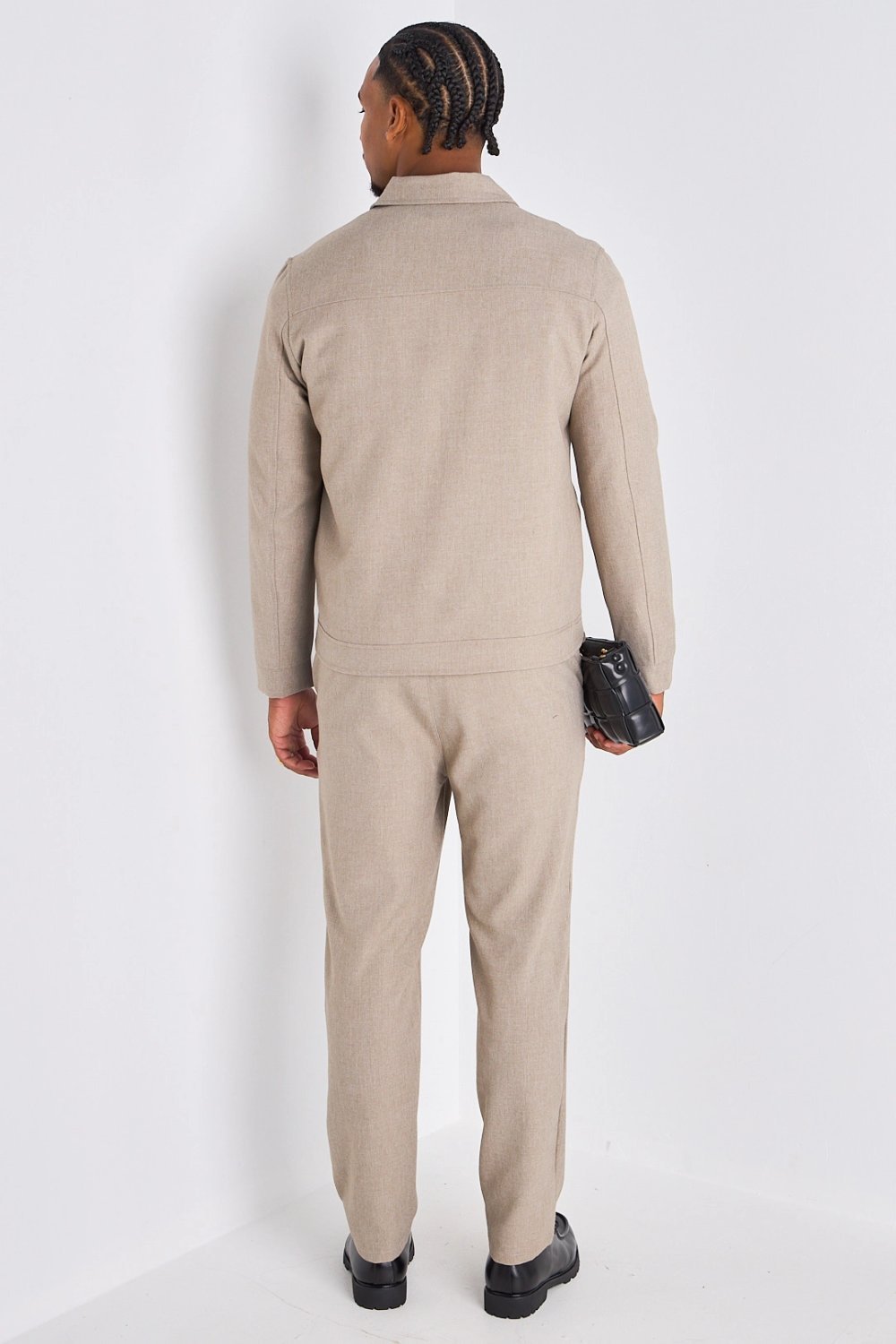 Beige jacket and straight trousers set