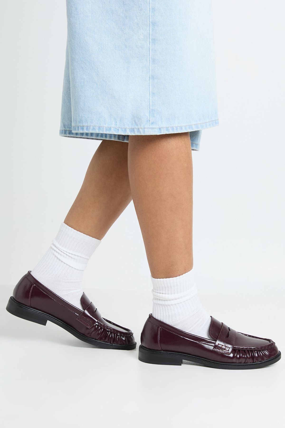 Patent ruched loafers - Plum
