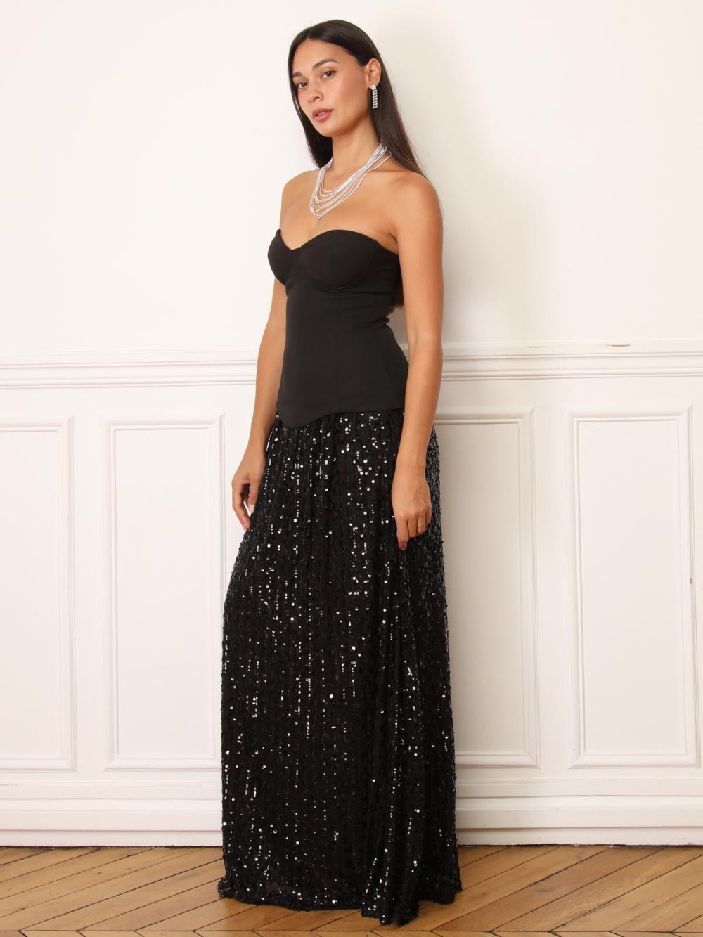 Robe twila bustier b jupon sequins k7la