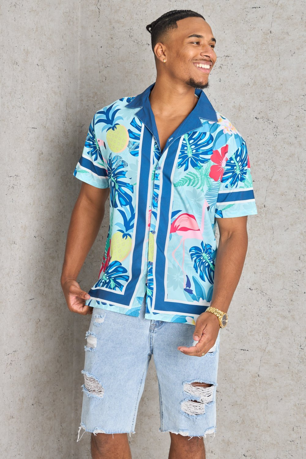 Chemise b lwerd w flamants roses zar9a