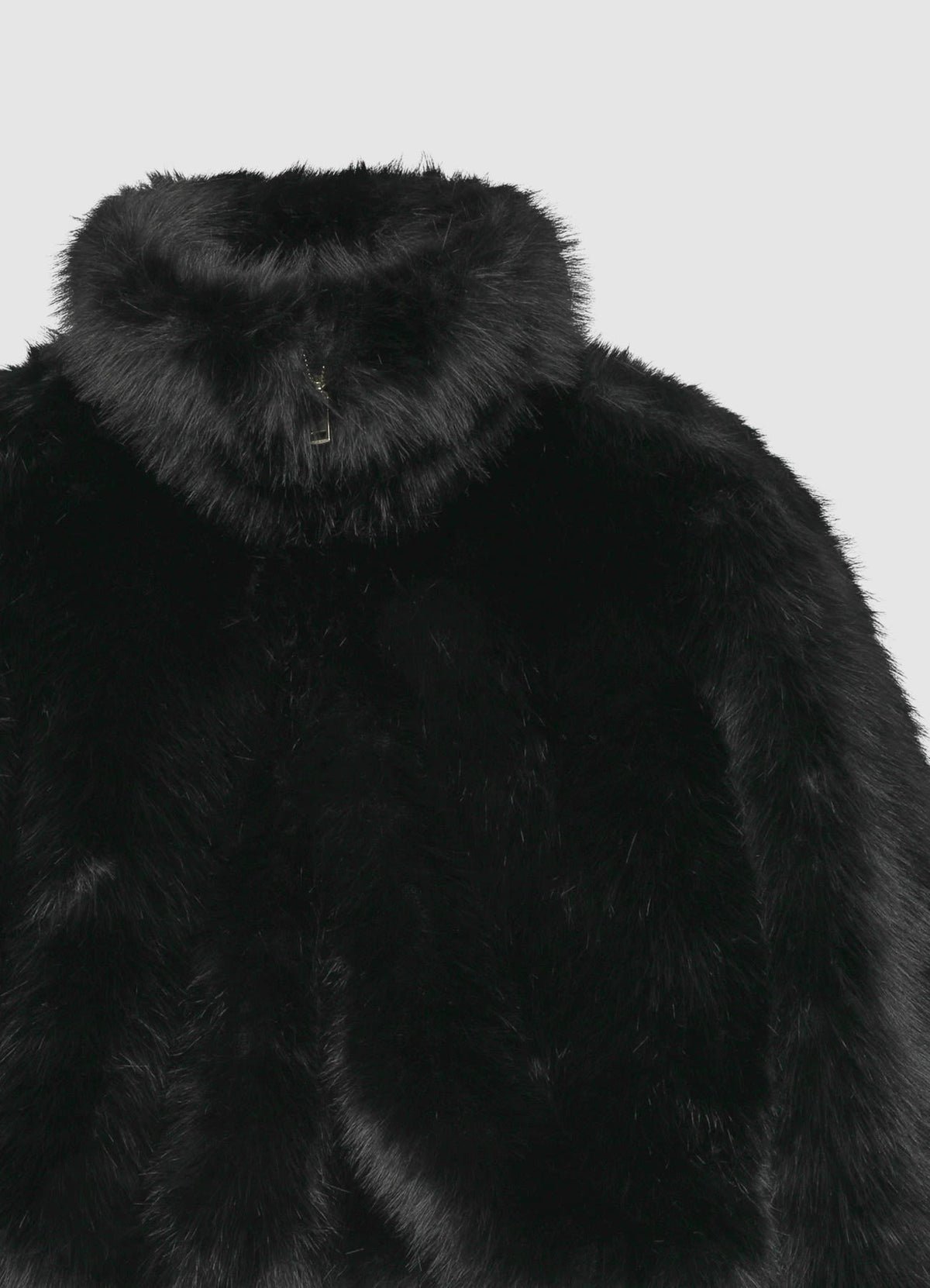 Blouson court effet fourrure zippé