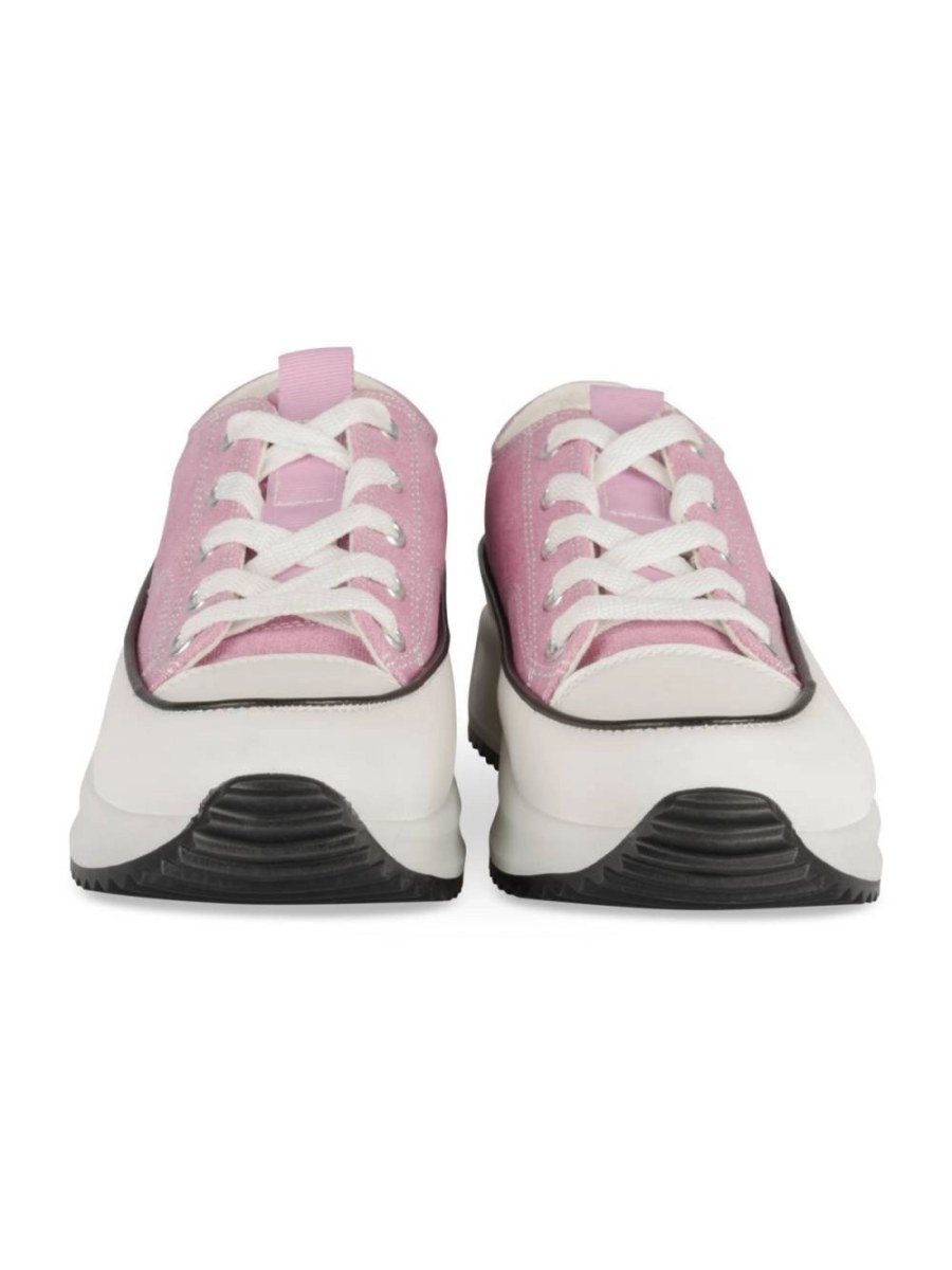 Purple canvas cleated platform sneakers