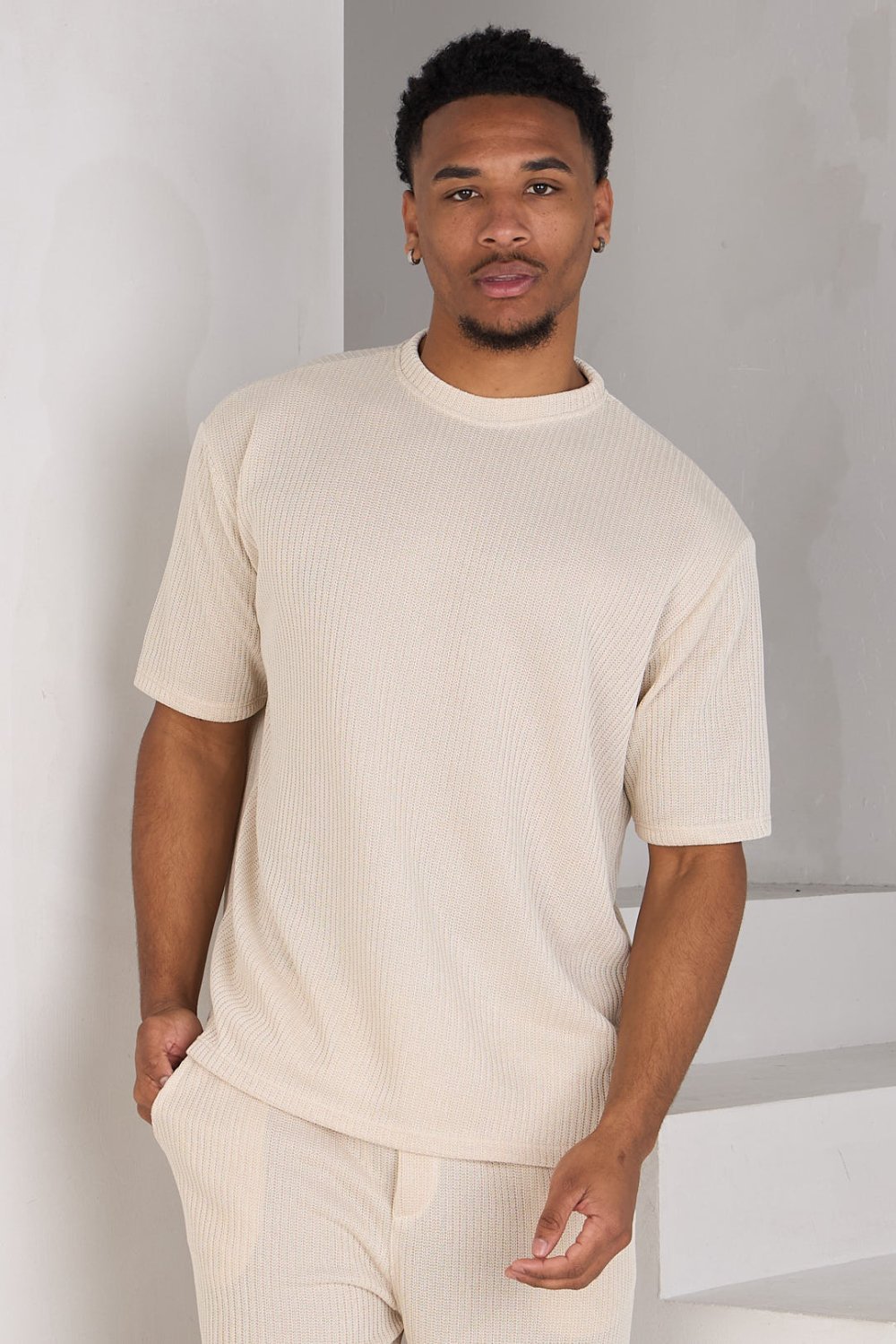 Ensemble t-shirt crochet w jogging beige