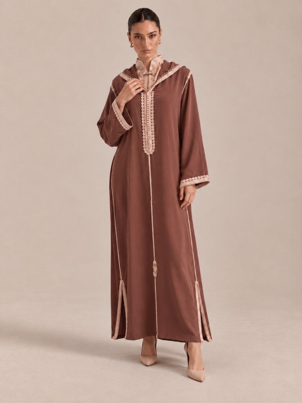 Beige djellaba with matching trousers