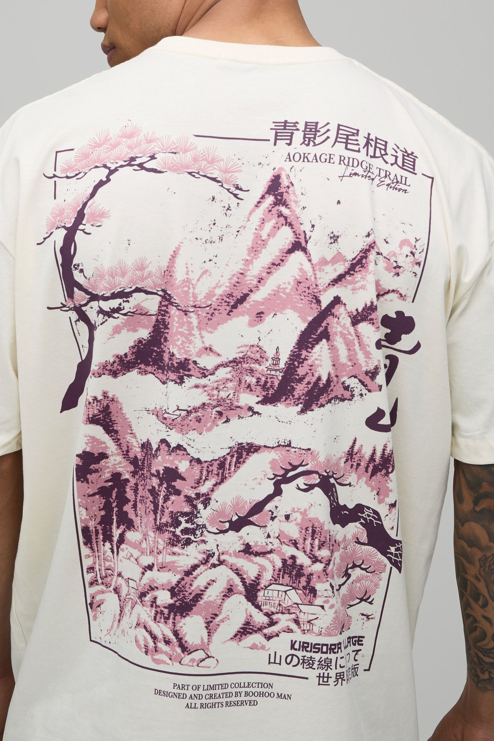 T-shirt graphique montagne de Kyoto oversize