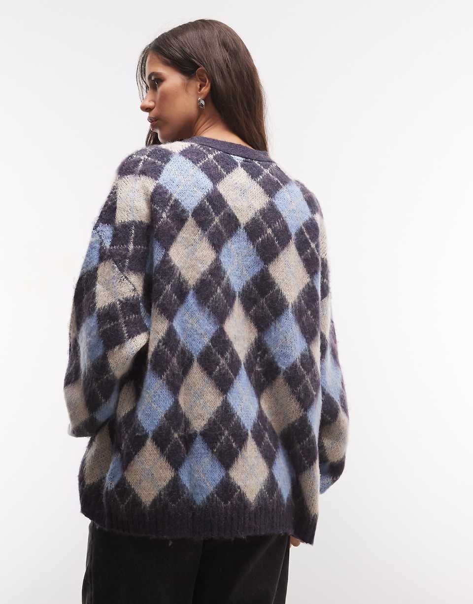 Cardigan oversize unisexe b losanges byed w zra9